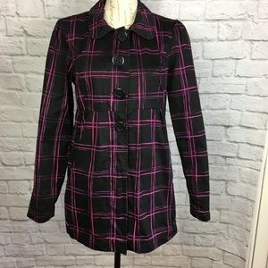 Rip Curl Black & Pink Plaid Coat Size S